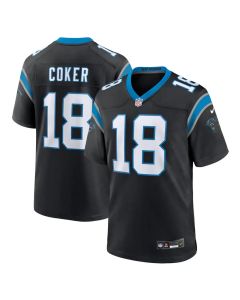 Youth Carolina Panthers #18 Jalen Coker Nike Black Team Game Jersey