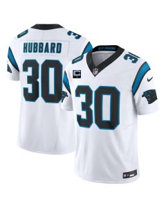 Youth Carolina Panthers #30 Chuba Hubbard White 2026 1-Star C Patch Vapor F.U.S.E. Limited Jersey
