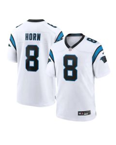 Youth Carolina Panthers #8 Jaycee Horn White Game Road Jersey