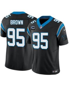 Youth Carolina Panthers #95 Derrick Brown Black 2026 3-Star C Patch Vapor F.U.S.E. Limited Jersey