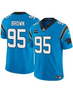 Youth Carolina Panthers #95 Derrick Brown Blue 2026 3-Star C Patch Vapor F.U.S.E. Limited Jersey