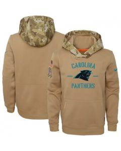 Youth Carolina Panthers Khaki 2019 Salute to Service Therma Pullover Hoodie