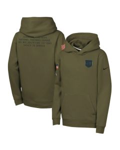 Youth Carolina Panthers Olive 2025 Salute to Service Club Fleece Hoodie (Olive)