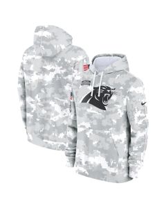 Youth Carolina Panthers White/Gray 2024 Salute To Service Pullover Hoodie (White Gray)