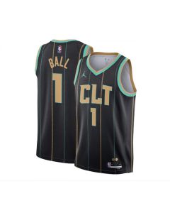 Youth Charlotte Hornets #1 LaMelo Ball Black 2022/23 City Edition Stitched Basketball Jersey