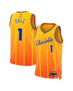 Youth Charlotte Hornets #1 LaMelo Ball Gold 2025/26 City Edition Swingman Jersey (Gold)