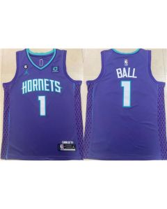 Youth Charlotte Hornets #1 LaMelo Ball Purple No.6 Patch Stitched Basketball Jersey