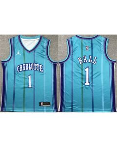 Youth Charlotte Hornets #1 LaMelo Ball Purple Stitched Basketball Jersey