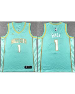 Youth Charlotte Hornets #1 LaMelo Ball Teal 2023-24 City Edition Stitched Basketball Jersey