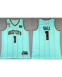 Youth Charlotte Hornets #1 LaMelo Ball Teal No.6 Patch Stitched Basketball Jersey