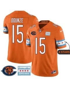 Youth Chicago Bears #15 Rome Odunze Orange City Edition With Chicago Flag Vapor F.U.S.E. Untouchable Limited Jersey