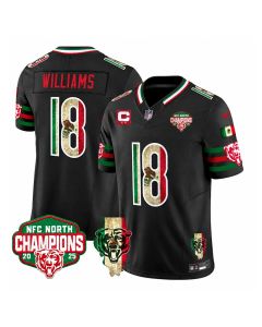Youth Chicago Bears #18 Caleb Williams Black 2025 NFC North Champions Vapor F.U.S.E. Limited Jersey (Black)