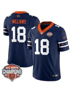 Youth Chicago Bears #18 Caleb Williams Navy 2025 Champions Vapor F.U.S.E. Limited Jersey (Style 2)