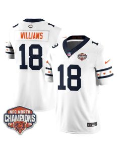 Youth Chicago Bears #18 Caleb Williams White 2025 Champions Vapor F.U.S.E. Limited Jersey (White)