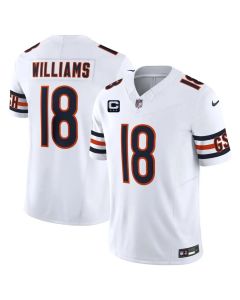 Youth Chicago Bears #18 Caleb Williams White 2026 With 3-star C Patch Vapor F.U.S.E. Untouchable Limited Jersey