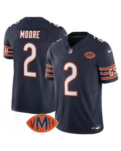 Youth Chicago Bears #2 D.J. Moore Navy 2025 F.U.S.E. With VMH Patch Vapor Untouchable Limited Stitched Football Jersey