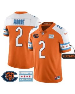 Youth Chicago Bears #2 D.J. Moore Orange Alternate City Edition With Chicago Flag Vapor F.U.S.E. Untouchable Limited Jersey