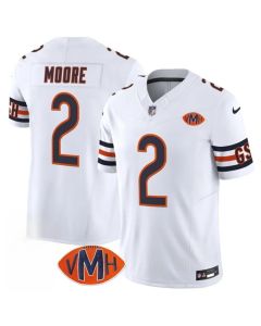 Youth Chicago Bears #2 D.J. Moore White 2025 F.U.S.E. With VMH Patch Vapor Untouchable Limited Stitched Football Jersey