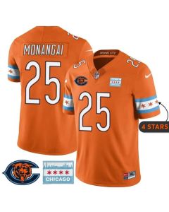 Youth Chicago Bears #25 Kyle Monangai Orange City Edition With Chicago Flag Vapor F.U.S.E. Untouchable Limited Jersey
