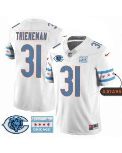 Youth Chicago Bears #31 Dillon Thieneman White City Edition With Chicago Flag Vapor F.U.S.E. Untouchable Limited Jersey (White)