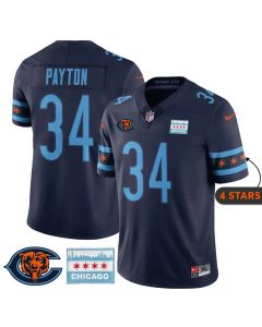 Youth Chicago Bears #34 Walter Payton Navy City Edition With Chicago Flag Vapor F.U.S.E. Untouchable Limited Jersey (Navy)
