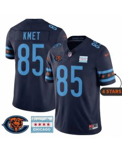 Youth Chicago Bears #85 Cole Kmet Navy City Edition With Chicago Flag Vapor F.U.S.E. Untouchable Limited Jersey (Navy)