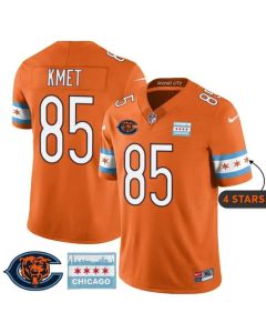 Youth Chicago Bears #85 Cole Kmet Orange City Edition With Chicago Flag Vapor F.U.S.E. Untouchable Limited Jersey