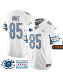 Youth Chicago Bears #85 Cole Kmet White City Edition With Chicago Flag Vapor F.U.S.E. Untouchable Limited Jersey (White)