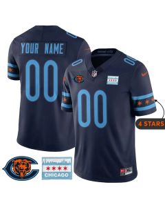 Youth Chicago Bears Navy City Edition With Chicago Flag Vapor F.U.S.E. Untouchable Limited Custom Jersey (Navy)