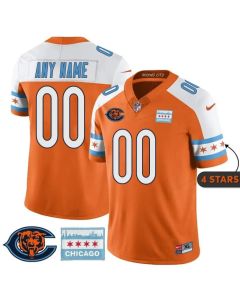 Youth Chicago Bears Orange Alternate City Edition With Chicago Flag Vapor F.U.S.E. Untouchable Limited Custom Jersey