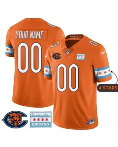 Youth Chicago Bears Orange City Edition With Chicago Flag Vapor F.U.S.E. Untouchable Limited Custom Jersey