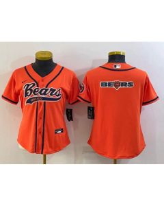 Youth Chicago Bears Orange Team Big Logo With Patch Cool Base Stitched Baseball Jersey