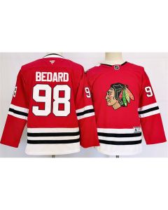 Youth Chicago Blackhawks #98 Connor Bedard Red 2024 Stitched Hockey Jersey