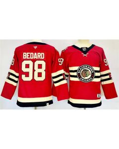 Youth Chicago Blackhawks #98 Connor Bedard Red 2024 Winter Classic Stitched Hockey Jersey