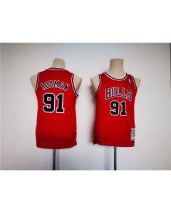 Youth Chicago Bulls #91 Dennis Rodman Red Stitched Basketball Jersey