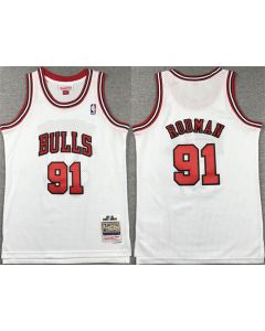 Youth Chicago Bulls #91 Dennis Rodman White Stitched Basketball Jersey
