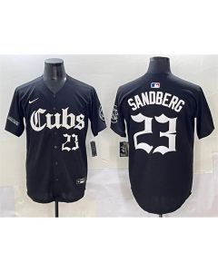 Youth Chicago Cubs #23 Ryne Sandberg Black "Gothic North Side Edition" Vapor Premier Limited Stitched Baseball Jersey