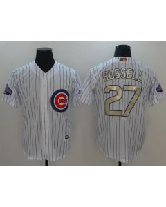 Youth Chicago Cubs #27 Addison Russell White 2017 Gold Program Cool Base Stitched MLB Jersey (White Gold)