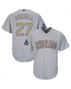 Youth Chicago Cubs #27 Addison Russell World Series Champions Grey Program Cool Base Stitched MLB Jersey (Grey)