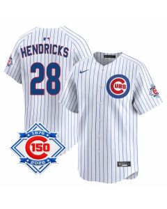 Youth Chicago Cubs #28 Kyle Hendricks White Nike Home Vapor Limited 150th Anniversary Authentic Lettering Jersey (White)