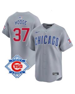 Youth Chicago Cubs #37 Porter Hodge Grey Nike Road Vapor Limited 150th Anniversary Authentic Lettering Jersey (Grey)