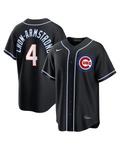 Youth Chicago Cubs #4 Pete Crow-Armstrong Nike Fashion Replica Black Out Jersey (Black)