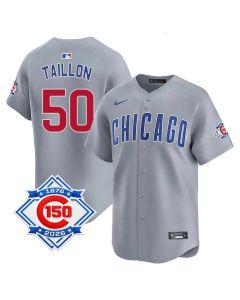 Youth Chicago Cubs #50 Jameson Taillon Grey Nike Road Vapor Limited 150th Anniversary Authentic Lettering Jersey (Grey)