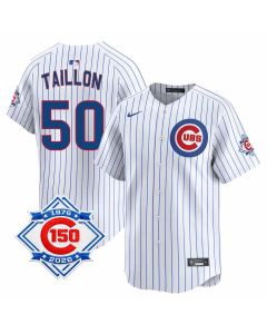 Youth Chicago Cubs #50 Jameson Taillon White Nike Home Vapor Limited 150th Anniversary Authentic Lettering Jersey (White)
