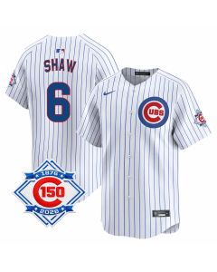 Youth Chicago Cubs #6 Matt Shaw White Nike Home Vapor Limited 150th Anniversary Authentic Lettering Jersey (White)