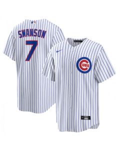 Youth Chicago Cubs #7 Dansby Swanson White Cool Base Stitched Baseball Jersey