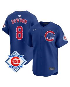 Youth Chicago Cubs #8 Andre Dawson Royal Nike Alternate Vapor Limited 150th Anniversary Authentic Lettering Jersey (Royal)