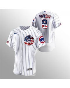Youth Chicago Cubs #8 Andre Dawson White 2020 Stars & Stripes Flex Base Stitched Jersey (White)