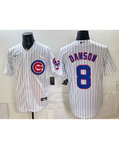 Youth Chicago Cubs #8 Andre Dawson White Home Jersey (White)
