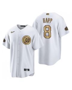 Youth Chicago Cubs #8 ian Happ 2022 All-Star White Cool Base Stitched Baseball Jersey (White)